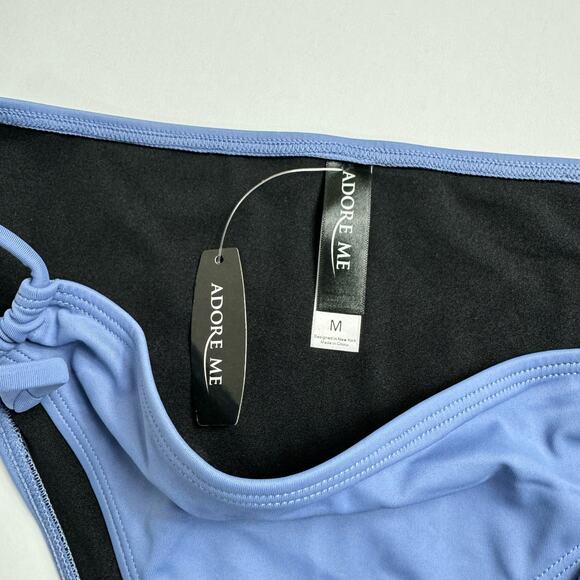 Adore Me Solid Bikini Bottoms Size Medium Steel Blue Hip Tie Swim Bottoms - Picture 4 of 9